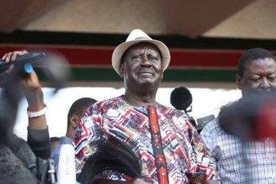 Nasa leader Raila Odinga at Uhuru Park on October 25, 2017 where hy called on his supporters to boycott the October 26 presidential election.