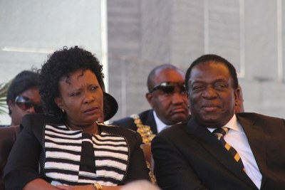 First Lady Auxillia Mnangagwa and President Emmerson Mnangagwa (file photo).