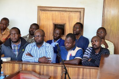 Red Pepper directors and editors in the dock at Buganda Road Court on Monday.
