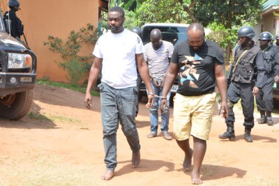 Some of the suspects who led security operatives to Kabowa, where slain Case Clinic Accountant, Francis Ekalungar's car was recovered.