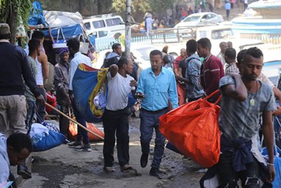 Street vendors in Addis Ababa.
