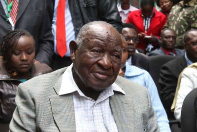 Politician Kenneth Matiba in Kenol, Murang'a on May 19, 2016 during the official opening of the Kenneth Matiba Eye and Dental Hospital.