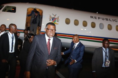 Namibian President Hage Geingob arrives in Luanda ahead of the SADC Double Troika Summit.