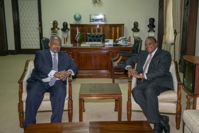 President Uhuru Kenyatta hosts Djibouti President Ismail Omar Guelleh.