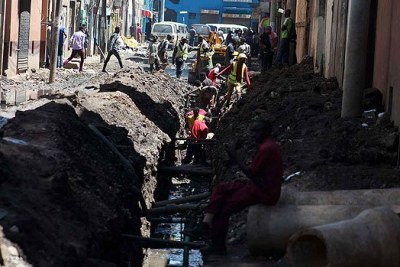 Ongoing repair works on Moi Lane.