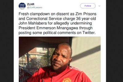 Zimbabwe Lawyers for Human Rights tweet.