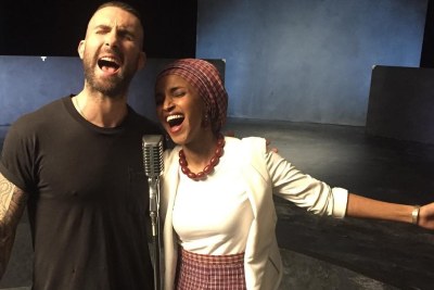 Maroon 5's single shows frontman, Adam Levine with Somali-American Legislator Ilhan Omar.