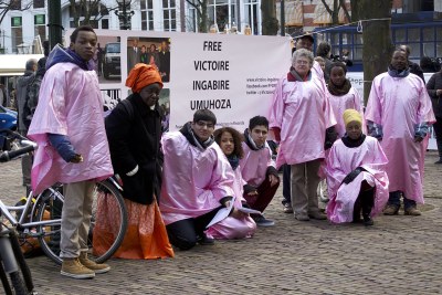 Protesters in the Netherlands fall for the release of Victoire Ingabire (file photo).