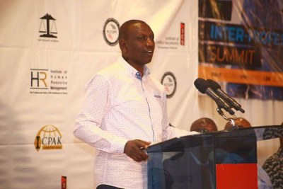 Deputy President William Ruto during the opening of a three-day Inter-Professional Summit at Pride Inn Paradise Resort in Shanzu, Mombasa County, on march 20, 2019.
