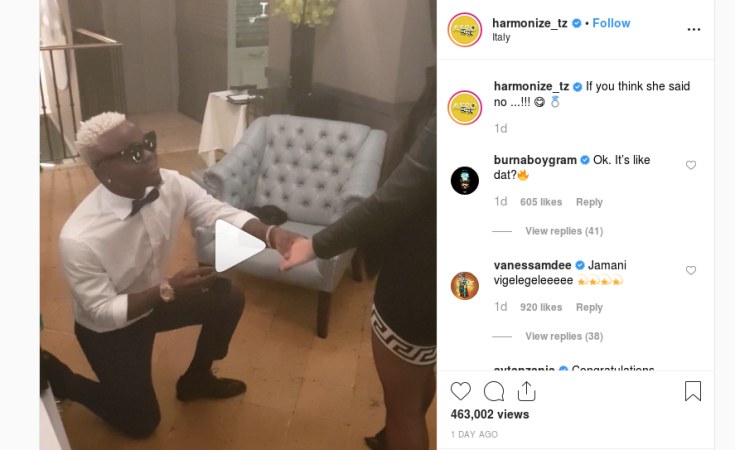 Tanzania Bongo Star Harmonize Takes A Knee To Propose To - 