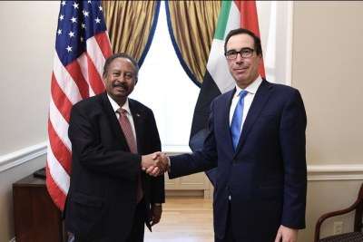 Hamdouk rencontre le Secrétaire Américain au Trésor le 4 décembre 2019.