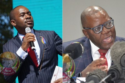 Opposition politicians Nelson Chamisa and Tendai Biti (file photo).