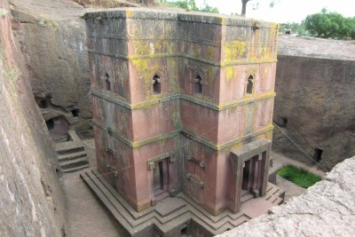 A rock-hewn church in Lalibela, Ethiopia.