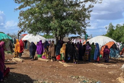 Des femmes et des enfants dans un camp de déplacés à Baidoa, en Somalie.