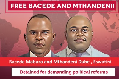 Eswatini members of parliament Mduduzi Bacede Mabuza and Mthandeni Dube.