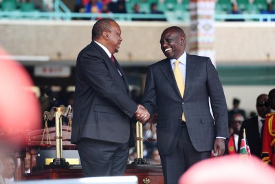 Former president Uhuru Kenyatta, left, with President William Ruto (file photo).