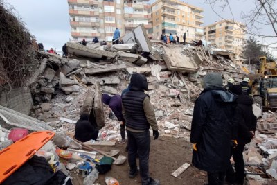 The wreckage of a collapsed building, Diyarbakır, Turkey.