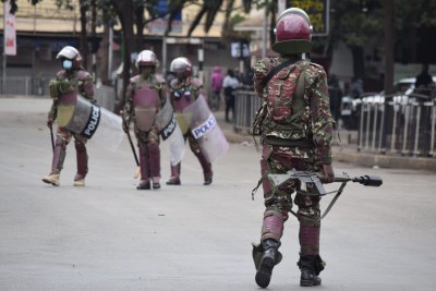 Anti-riot police patrolling streets in Nairobi during the anti-Finance Bill protests (file photo)