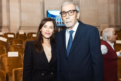 l'écrivain Abdelfattah Kilito au Grand Prix de la Francophonie de l'Académie française sa droite Madame Samira SITAÏL  Ambassadeure de Sa Majesté le Roi en France