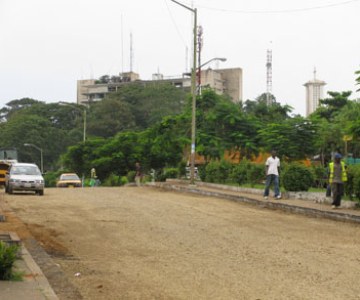 road construction work taking place in Monrovia